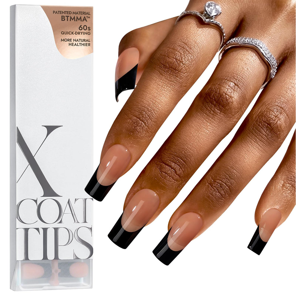 BTArtboxnails XCOATTIPS black French tip nails for quick at-home style