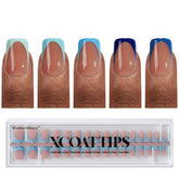 BTArtboxnails XCOATTIPS blue French tips for short square nails, 160pcs.