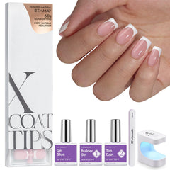 BTArtboxnails XCOATTIPS kit packaging shows complete home manicure set