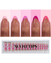 BTARTBOXNAILS XCOATTIPS pink French almond tips for quick at-home salon-quality manicure.