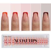 BTArtboxnails XCOATTIPS red French tip square close-up for quick at-home manicure.