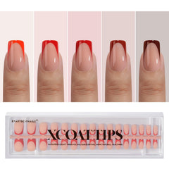 BTArtboxnails XCOATTIPS red French tip square close-up for quick at-home manicure.