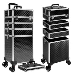 Buanson 5-in-1 rolling case with top compartment for on-the-go essentials