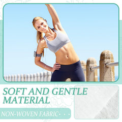 Applying BUAEL wipe to underarm for skin cleansing.