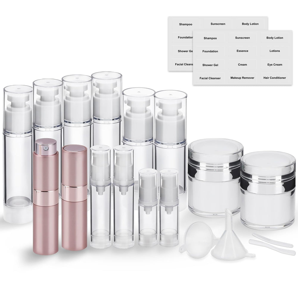 Bubimon 20-pack airless jar set with 50ml cream jars for travel-friendly storage