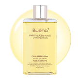 Bueno+ Paris Queen Carrot Body Oil bottle pour for instant skin hydration.