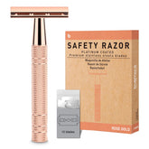BULIMICA shiny rose gold safety razor handle for precise, stylish grooming.