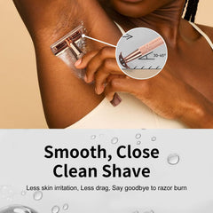 BULIMICA single-blade razor close-up shows gentle friction reduction for sensitive skin.