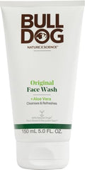 Bulldog Original Face Wash bottle pouring for a quick morning cleanse.