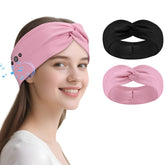 BULYPAZY Bluetooth headband headphones with knotted design for hands-free listening during workouts.