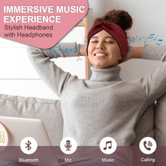 BULYPAZY two-pack headband headphones in black knotted style for daily activities