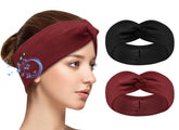 BULYPAZY two-pack headband headphones with red knotted design and slim HD speakers for workouts