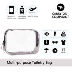 Buminee multi-use clear bag suitable for bathroom, beach, and hotel stays.