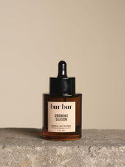 Bur Bur Growing Season oil bottle pour for easy pre-wash scalp nourishment