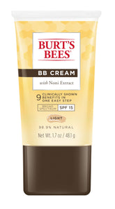 Burt's Bees BB Cream SPF 15 tube with light tint for daily sun protection.