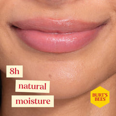 Burt's Bees hibiscus tint swatch shows a warm neutral lip color.