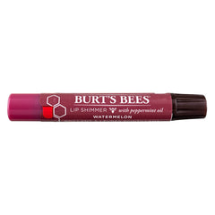 Burt's Bees Lip Shimmer Watermelon lip swatch image shows sheer color on lips