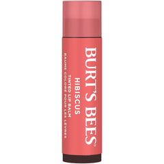 Burt's Bees Hibiscus tint swatch highlights buildable pink shade.