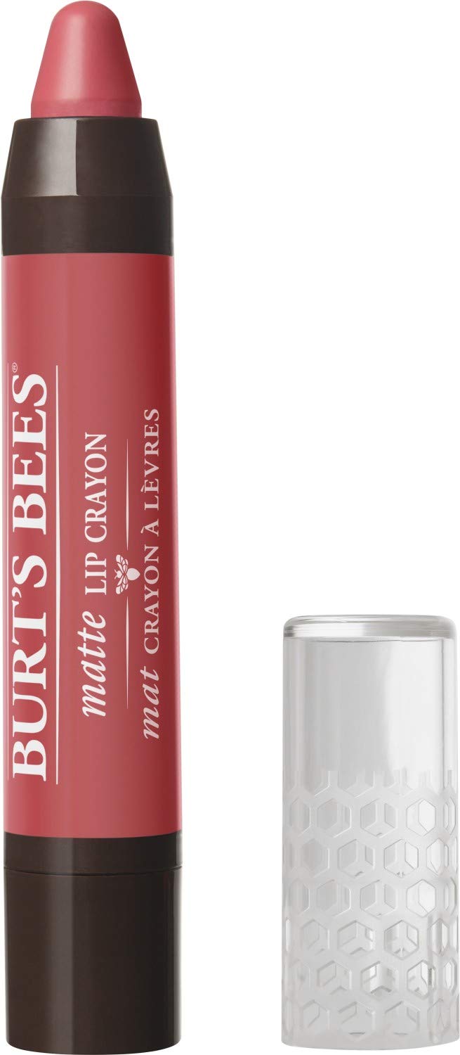 Burt's Bees Niagara Overlook swatch shows coral pink matte color for everyday wear.