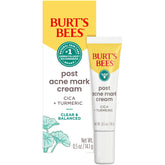 Burts Bees Post Acne Mark Cream tube closeup showing branding and smooth texture.