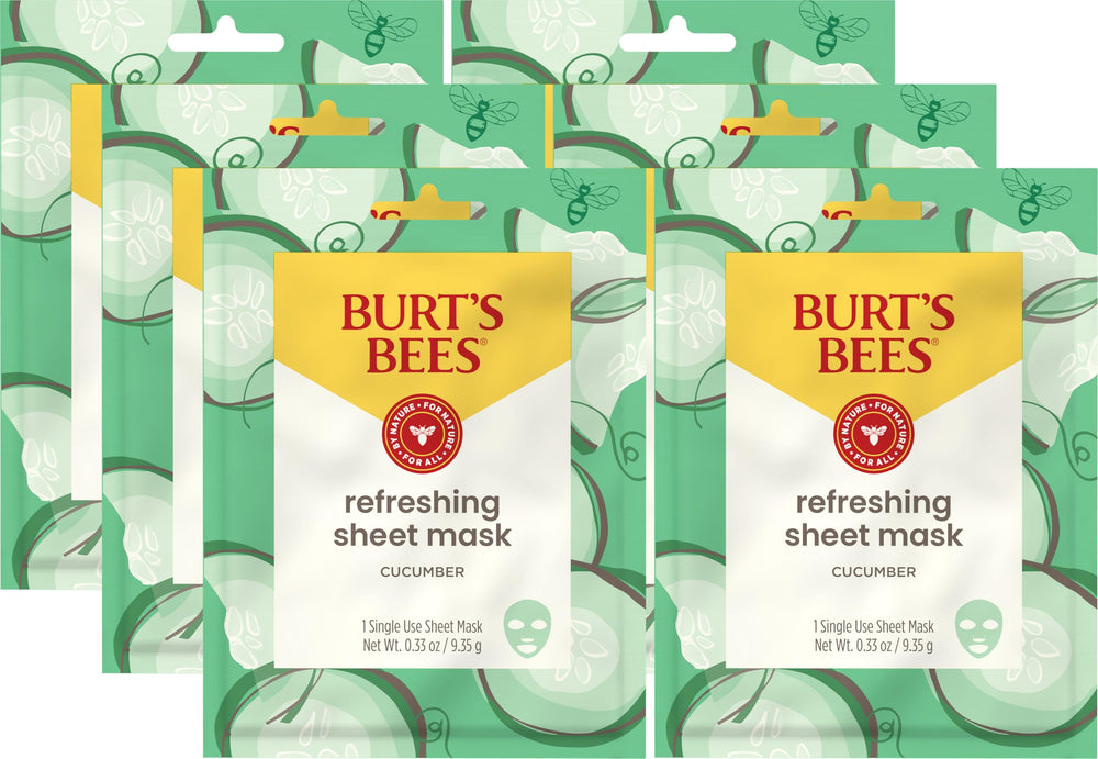 Burt's Bees Refreshing Sheet Mask with Cucumber in-pack design for natural hydration.