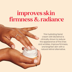 Burt's Bees Renewal Cream on face demonstrates smoothing application.