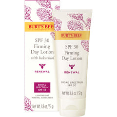 Burt's Bees Renewal SPF 30 bakuchiol tube front for daily sun protection in a compact formula