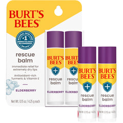 Burt's Bees Rescue Balm Elderberry texture application on lips