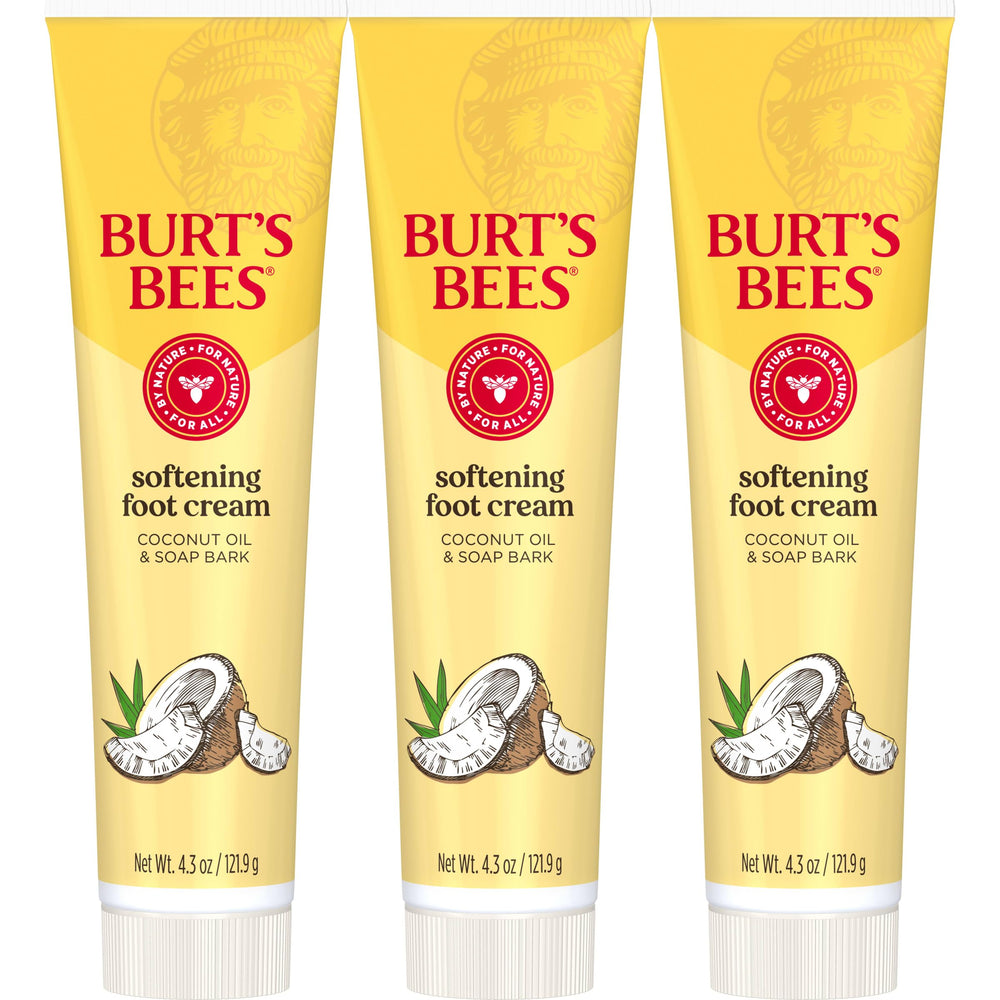 Burt's Bees Softening Foot Cream bottle with coconut oil formulation for dry feet