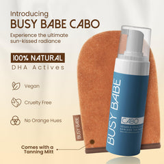 Busy Babe Cabo self-tanning mousse foam shows smooth texture.