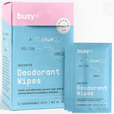 BusyCo Calm Line Deodorant Wipes unscented 15ct for gentle daily cleanse.