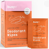 BUSYCO Refresh Line wipe individually wrapped for on-the-go freshness and odor removal.