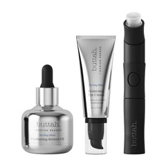 Buttah Skin Everlasting Retinol Oil bottle close-up for radiant, even-toned skin.