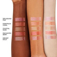 Buxom Dreamy Dolly lip serum swatch on lips with shiny finish