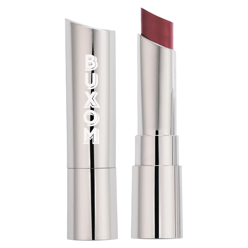 Buxom Full-On Lipstick Chocolate packaging close-up for travel-ready glamour