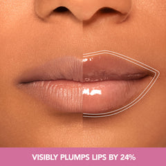 BUXOM Power-Full Plump Lip Balm showing a tingling texture on lips.