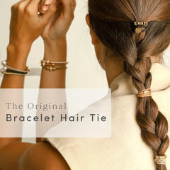By Lilla stretchy hair tie bracelets worn on the wrist for everyday style.
