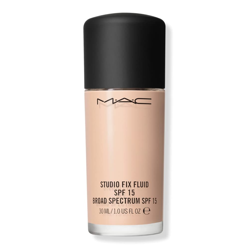 By M.A.C Studio Fix Fluid Foundation bottle, natural matte finish for everyday wear.