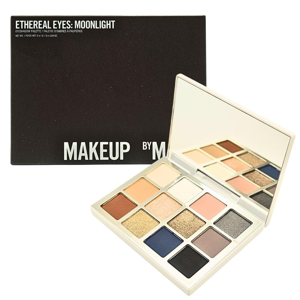 BY MARIO Ethereal Eyes Moonlight palette front view with 12 universal neutral shades.