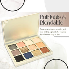 Open swatches reveal sueded mattes and glossy shimmers for versatile looks.