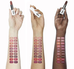 BY MARIO Ultra Suede Lipstick application shows matte finish with precise single stroke color
