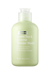 BY WISHTREND Green Tea & Enzyme Powder Wash bottle ready for daily cleansing.