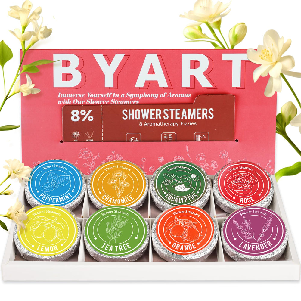 BYART shower steamer packaging design for gift-ready presentation.