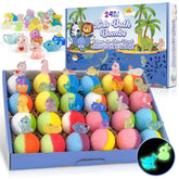 BYGGVIR Kids Bath Bombs with glow-in-the-dark toy inside brighten bath time for kids.