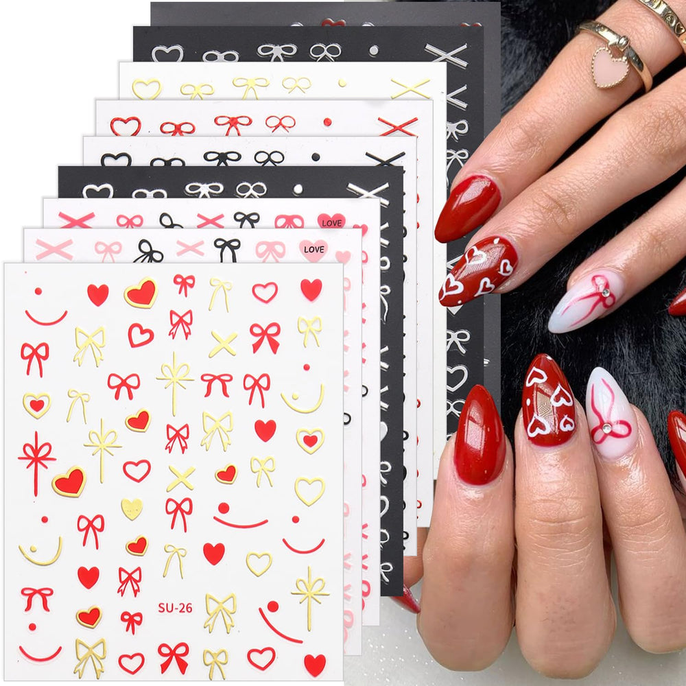 BYJKYEN 3D Heart Bow nail sticker adds festive charm to Valentine nails.