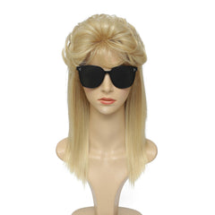 ByouByou 80s mullet wig light blonde, close-up texture highlights synthetic fiber sheen