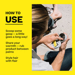 BYRD Hair Clay Pomade two-pack application-hand demonstrating warm-up for smooth spread
