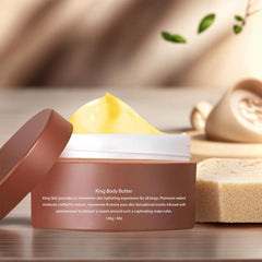 BYXE King Skin Body Butter texture closeup highlights rich, non-greasy formula.