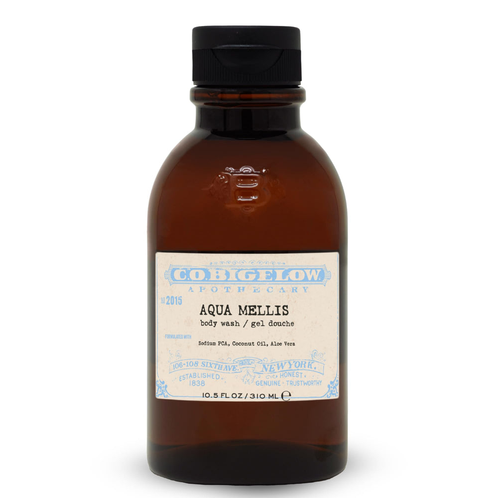 C.O. Bigelow Aqua Mellis bottle pouring for daily cleansing