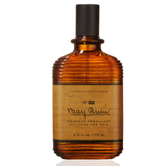 C.O. Bigelow Bay Rum Cologne bottle on a vanity, long-lasting scent for daily wear.